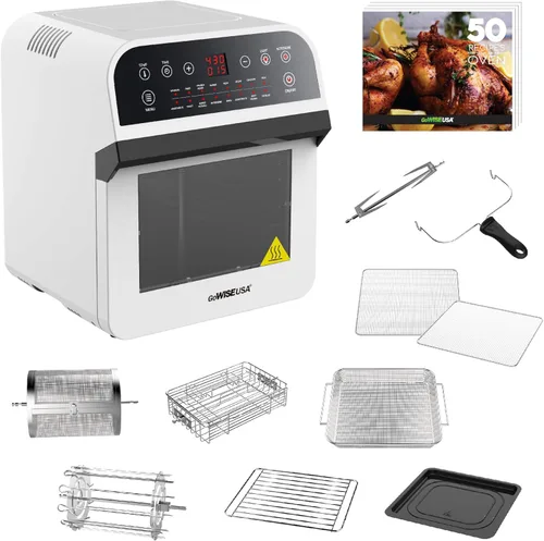 Miniatura 11 de GoWISE USA GW44800-O Freidora de aire eléctrica de lujo de 12.7 cuartos de galón, 15 en 1, con asador y deshidratador + 50 recetas QT, negro/plata