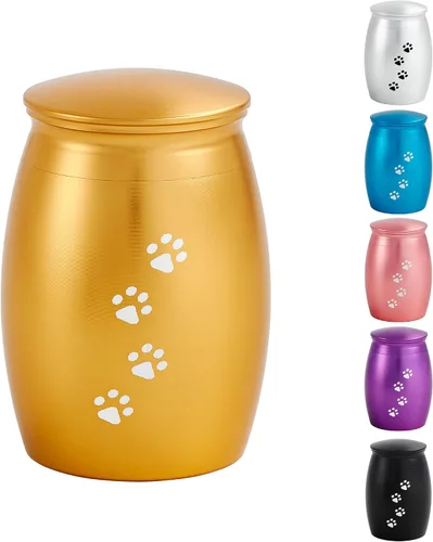 Miniatura 13 de Urnas de cremación pequeñas de 2.67 pulgadas para cenizas de perros o gatos, mini recuerdo de cenizas negras para mascotas con huella de pata