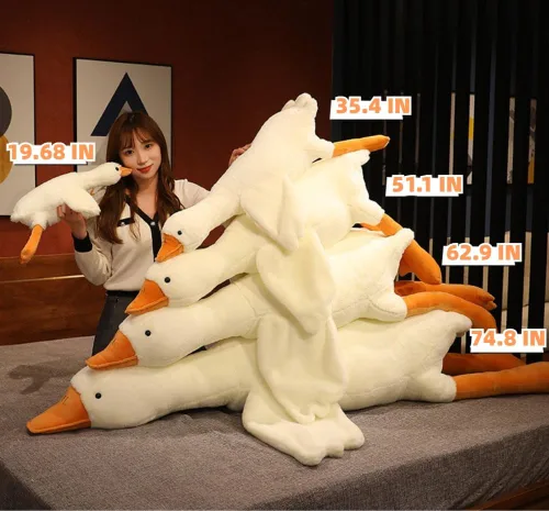 Miniatura 2 de Animal de peluche de ganso gigante, peluche suave blanco de 19.6 pulgadas, lindo juguete de pato de peluche, muñeca de cisne de peluche, almohadas