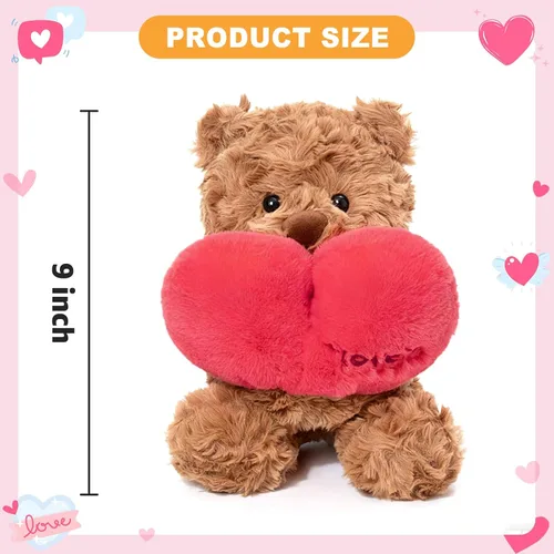 Miniatura 4 de Ditucu Love Bunny - Peluche de conejo con soporte de corazón rojo de 9.8 pulgadas, lindo conejo de peluche suave, juguetes románticos y dulces