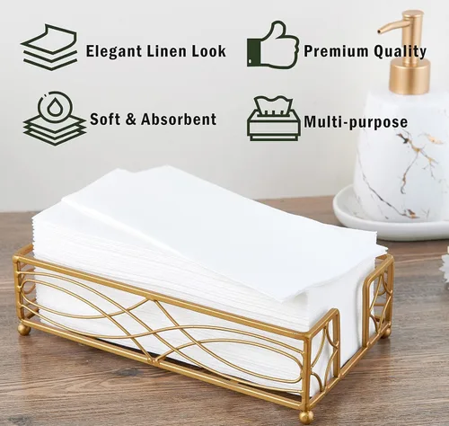 Miniatura 5 de FOCUSLINE 100 servilletas de baño desechables, toallas de papel suave y absorbente, toallas de mano de papel para baño, cocina, cena o evento