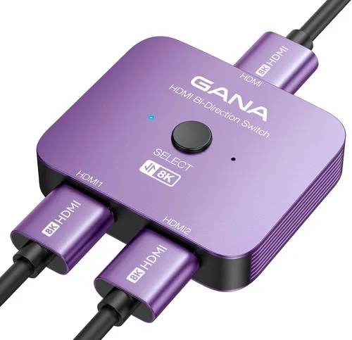 Miniatura 9 de GANA Interruptor HDMI 2.1, divisor de conmutador HDMI 8K bidireccional 2 en 1 salida, 4K @120Hz, 8K @60Hz, 48Gbps aluminio Ultra HD HDMI Hub Gris