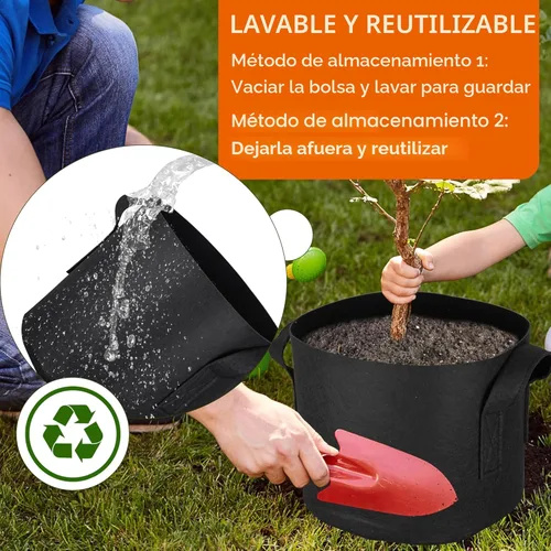 Miniatura 7 de Gardzen - Paquete de 10 bolsas de cultivo de 7 galones, macetas de tela de aireación engrosadas de 300 g con asas, macetas de tela resistentes