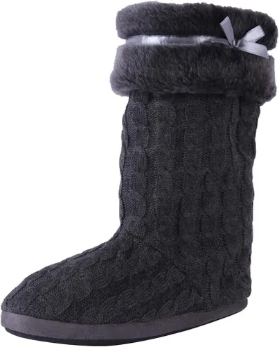 Miniatura 5 de Amzhom Pantuflas de forro polar para interiores y exteriores, antideslizantes, para mujer