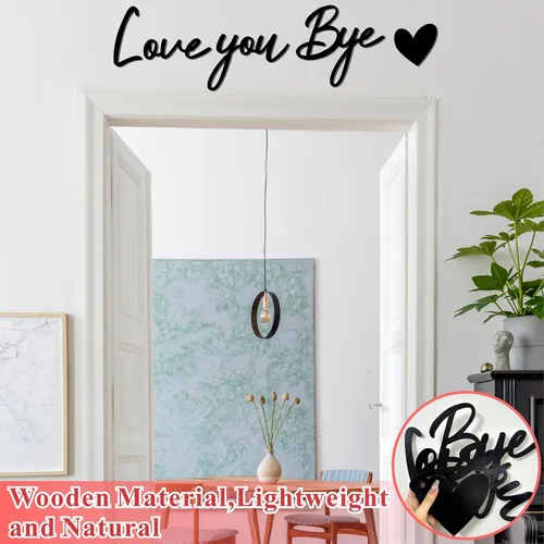 Miniatura 5 de Letrero con texto en inglés "Love You Bye", decoración de madera sobre la puerta, calcomanías de decoración para el día de San Valentín, calcomanías