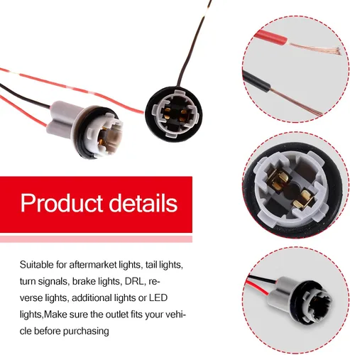 Miniatura 4 de 2 piezas T15 arnés de enchufe de coleta, T10 T13 T15 bombilla de coche arnés de cableado conector de enchufe para bombillas, luces de señal de giro