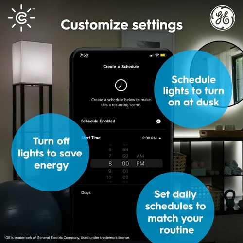 Miniatura 3 de Cync GE - Bombillas LED inteligentes, bombilla globo G25, decoración estética de habitación, bombillas que cambian de color, equivalente a 60 W