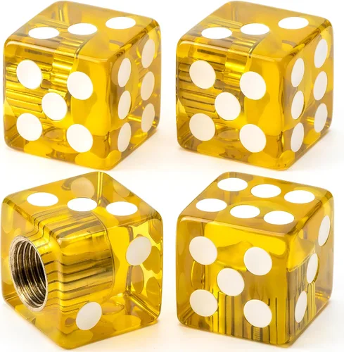 Miniatura 8 de 4 piezas tapones de válvula de neumático en forma de dados, cubiertas universales de válvula de neumático a prueba de polvo con núcleo de cobre