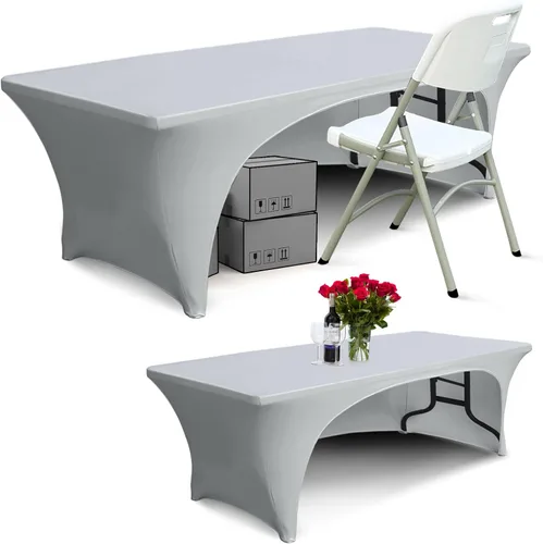 Miniatura 27 de ABCCANOPY - Mantel elástico de 1,2 m para mesa, ajustado, con parte trasera abierta, lavable, salvamanteles para mesas rectangulares, color negro