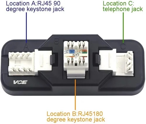 Miniatura 6 de VCE Paquete de 25 insertos de conector Keystone de 90 grados Cat6 RJ45 con soporte combinado Keystone Punch Down y mini cortador de cables