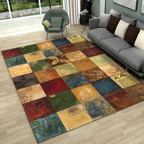 Vintage Carpet Living Room Rug Living Room Bedroom Kitchen Balcony Bedside Entrance Corridor Sofa Home Durable Washable Non-Slip Rug Floor Decor Mat