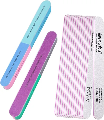 Miniatura 10 de 25 limas de uñas profesionales de media luna, grano 100/100 de doble cara, herramientas reutilizables para limar uñas naturales y acrílicas