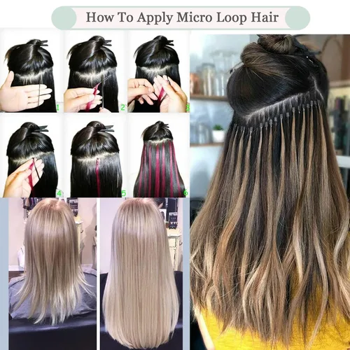 Miniatura 6 de Micro Link - Extensiones de cabello rizado con micro anillo, punta de bucle, cabello humano Remy real, color marrón oscuro, 20 pulgadas, 100 s #02