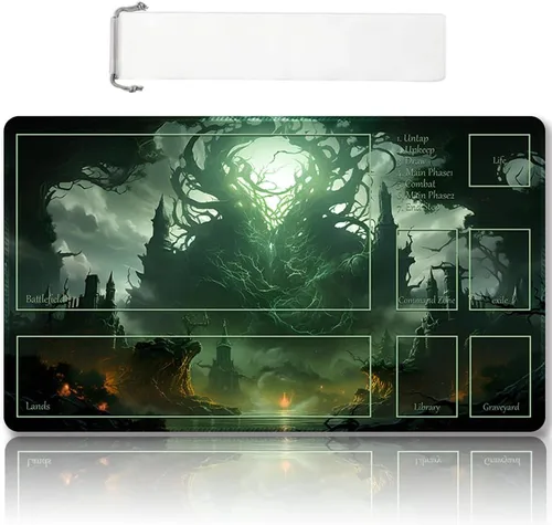 Miniatura 8 de Tapete de juego MTG cosido de alta calidad con zonas y parte trasera de goma antideslizante, tapete de juego TCG para MTG y otros juegos de cartas