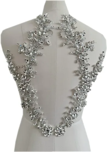 Miniatura 11 de Parches de encaje de piedras brillantes hechos a mano para coser a mano con cuentas y apliques para vestidos, accesorios DIY (AB claro)