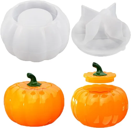 SiliconeMoldsPro - Moldes de silicona para decoración de Halloween, juego de portavelas y caramelos - Caja de moldes de resina epoxi de 3 piezas