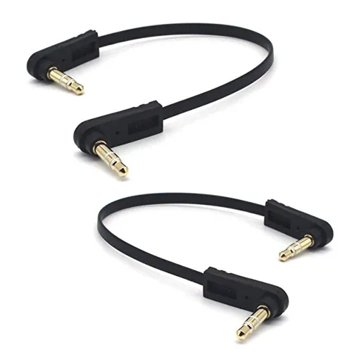 Miniatura 8 de Cable plano de audio de extensión TRS Jack de 5.9 in 1/8 de pulgada y 0.138 in, paquete de 2, ángulo de 90 grados de 0.138 in, enchufe estéreo de 3