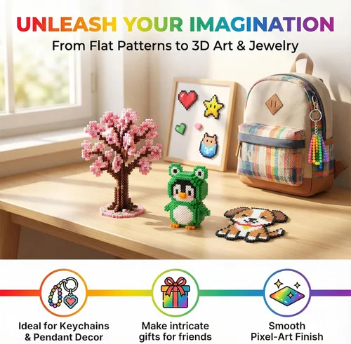 Miniatura 5 de LIHAO Kit de mini cuentas de fusible de 2.6mm para manualidades, 24000 piezas, 48 colores, kit de cuentas de fusible multicolor para planchar