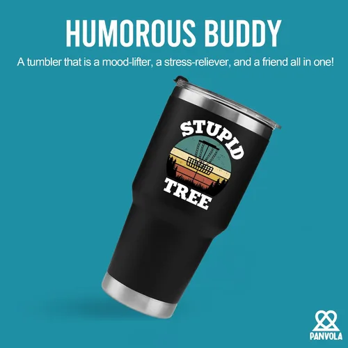 Miniatura 2 de Panvola Stupid Tree Vaso Térmico con Aislamiento al Vacío para Jugador de Disc Golf Divertido de Acero Inoxidable Retro con Tapa Extraíble Drinkware