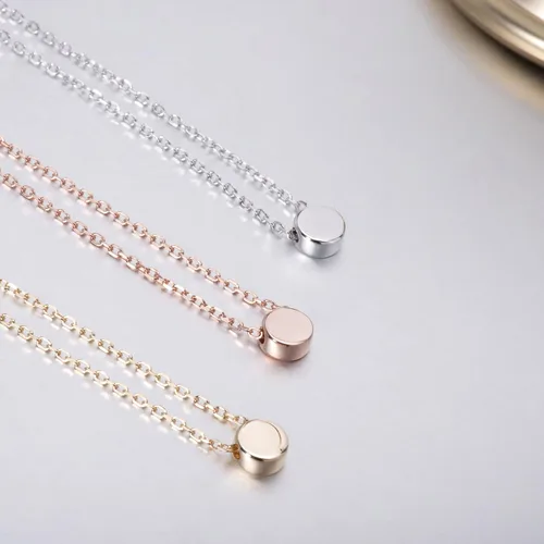 Miniatura 4 de S.Leaf collar de círculo pequeño, de plata esterlina, para mujer