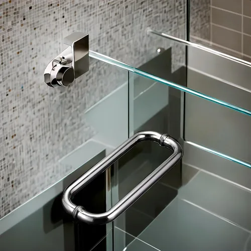 Miniatura 4 de Manija de puerta de cristal de 12" para puerta de ducha hecha de acero inoxidable de espalda con espalda