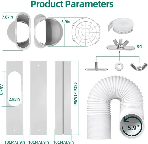 Miniatura 3 de Kit de ventana de aire acondicionado portátil, kit de ventilación de CA universal ajustable con manguera de escape de 5.9 pulgadas para ventanas