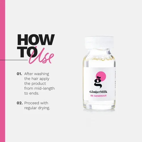 Miniatura 5 de Ampolla nutritiva para el cabello con leche de jengibre con proteínas y provitamina B5 BE GENEROUS (paquete de 6 x 0.5 onzas líquidas)