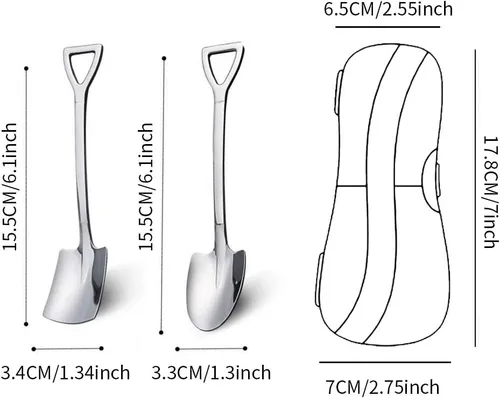 Miniatura 3 de Juego de cucharas de pala – 2 cucharas de postre de acero inoxidable para helado, café, té