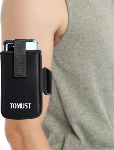 Soporte para teléfono con tres correas, banda ligera con logotipo reflectante, funda elástica con funda para iPhone y Android, uso para correr,