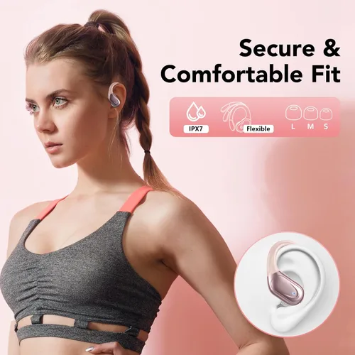 Miniatura 7 de Auriculares inalámbricos Bluetooth 5.3, 60 horas de reproducción con pantalla digital, auriculares deportivos inalámbricos con gancho para la oreja