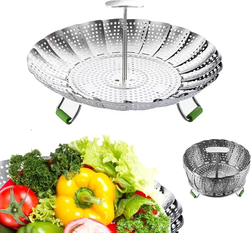 Miniatura 7 de Olla de vapor para cocinar olla de vapor de 3.0 cuartos de galón con tapa, utensilios de cocina multiusos de acero inoxidable de 2 niveles con asa