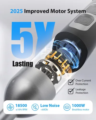 Miniatura 10 de Batidora de Inmersión Potente de 1000W de SHEANLAH, Nueva Actualización de 2025, Batidora de Mano con 25 Velocidades y Motor de Cobre de Alta