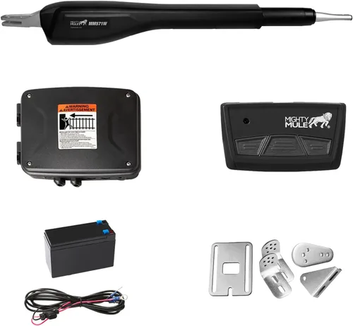 Mighty Mule MM571W - Abridor de puerta automático de alta resistencia, listo para energía solar e inteligente, puertas de hasta 5.49 m o 385.55 kg,