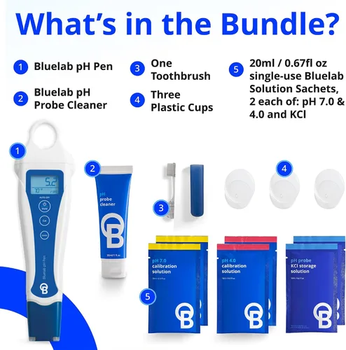 Miniatura 8 de Bluelab Medidor de pH Tipo Lápiz y Kit de Cuidado de Sonda con Suministros de Calibración, Solución de Almacenamiento y Cepillo, Probador Digital