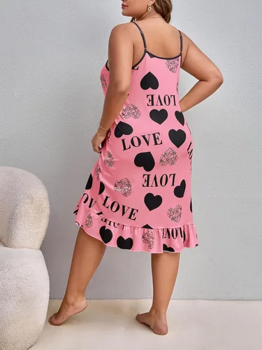 Miniatura 2 de SHENHE Camisón sin mangas con dobladillo con volantes para mujer, talla grande, con máscara de ojos