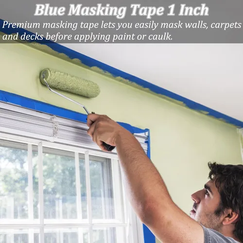 Miniatura 7 de Cinta de pintura azul, cintas de enmascarar, cinta de pintor de primera calidad (88yd=4Rollos*0.94in*22yd), cinta de pintura adhesiva para pintura