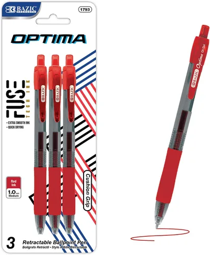 Miniatura 8 de BAZIC - Bolígrafo retráctil de tinta de gel de aceite Optima de 5 colores Colores brillantes (5 unidades)