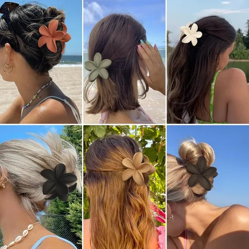 Miniatura 6 de Sisiaipu - Pinza para el cabello, 6 piezas, grandes, con forma de flor, para cabello grueso y mediano, pinzas para el cabello con flores hawaianas