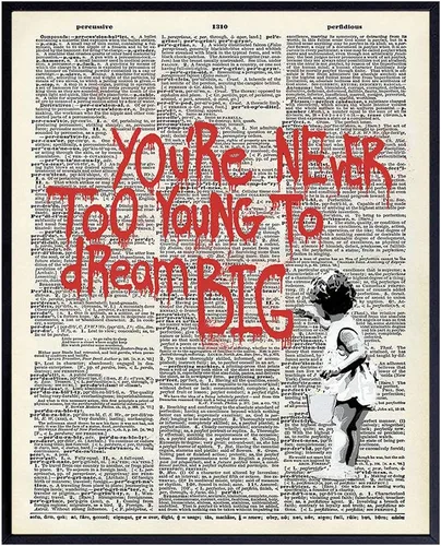 Banksy - Arte de pared de diccionario motivacional, decoración del hogar, impresión artística vintage inspiradora, póster, decoración única de
