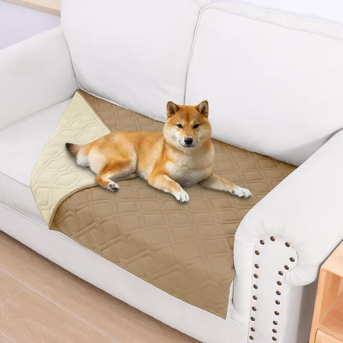 Miniatura 98 de Smiry Funda impermeable para cama de mascota, suave y lavable, para muebles, cama, sofá, reversible, a cuadros (30 x 53 pulgadas, color beige/beige)