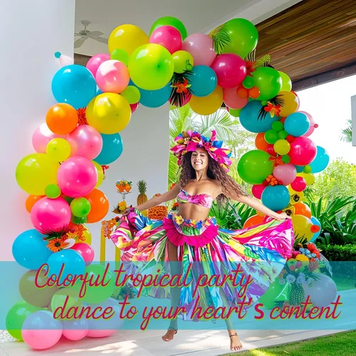 Miniatura 3 de Kit de arco de guirnalda de globos de fiesta mexicana, color rosa intenso, verde lima, naranja, rojo, azul, amarillo, arco iris, globos para el Día