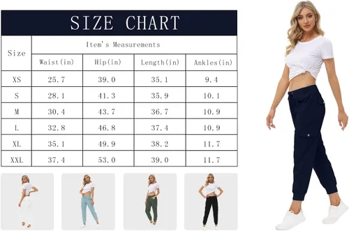 Miniatura 7 de MoFiz - Pantalones cargo, ligeros de senderismo para mujer, de secado rápido, informales, pantalones deportivos para viaje, con cintura elástica