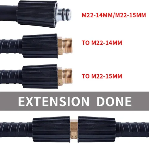 Miniatura 2 de Manguera de lavadora de alta presión de 25 pies, manguera de lavado de potencia mejorada para reemplazo y extensión, M22 0.551 in o M22 0.591 in