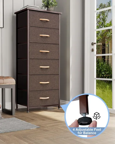Miniatura 7 de Crestlive Products Torre de Almacenamiento Vertical para Cómoda - Marco de Acero Resistente, Superficie de Madera, Contenedores de Tela de Fácil