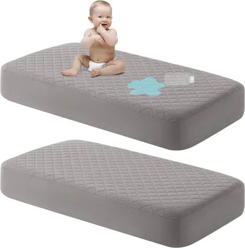 Miniatura 13 de NTBAY Paquete de 2 Protectores de Colchón de Cuna Impermeables, Sábana Bajera Acolchada de 28"x52" para Niños Pequeños - Lavable a Máquina - Funda