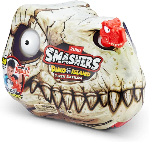 Miniatura 3 de Smashers Dino Island Mini T-Rex Battles Playset (Red Dino) por ZURU Juguetes de batalla de dinosaurios Dispara fuegos Coleccionables Sorpresa