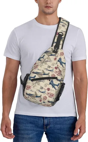 Miniatura 7 de Small Crossbody Bags for Women Men - Vintage Fighter Print Adjustable Shoulder Bag Fanny Packs Belt Sling Bag Crossbody Purses Backpack for Travel
