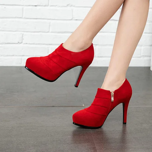 Miniatura 3 de Botines de tacón alto para mujer, con plataforma, tacón de aguja, puntera puntiaguda, con cremallera, zapatos