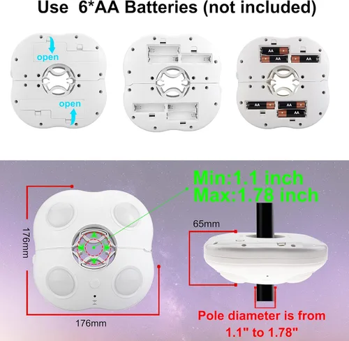 Miniatura 6 de LUXSWAY Luz de sombrilla de patio que cambia de color, funciona con pilas, color blanco