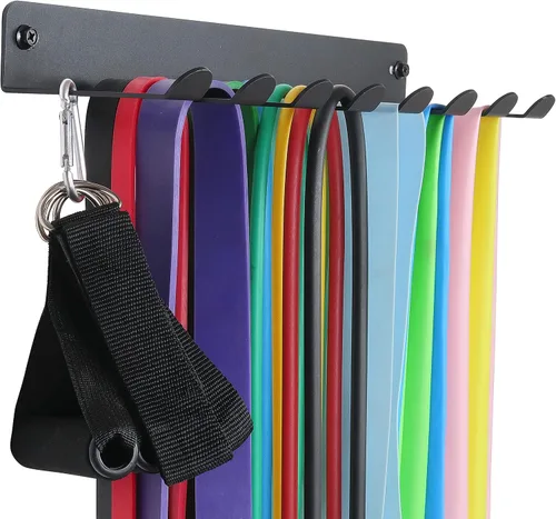 Miniatura 3 de Estante de almacenamiento para gimnasio, soporte de banda de resistencia, soporte de pared, resistente para gimnasio en casa, soporte de 8 puntas
